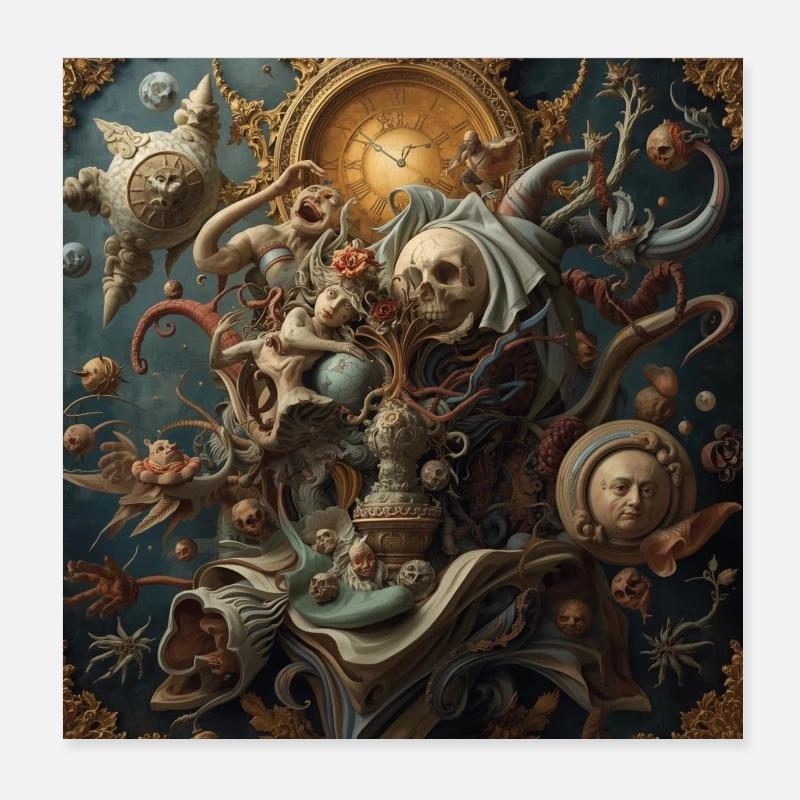 Baroque Surrealism with Dead Time Poster 8" x 8" (20x20 cm)
