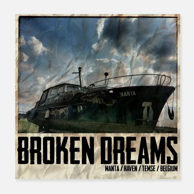 Broken Dreams Boat Art Belgium Poster 8" x 8" (20x20 cm)