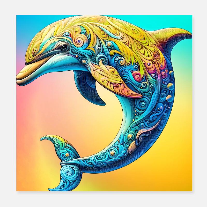 Delfin Poster 20x20 cm