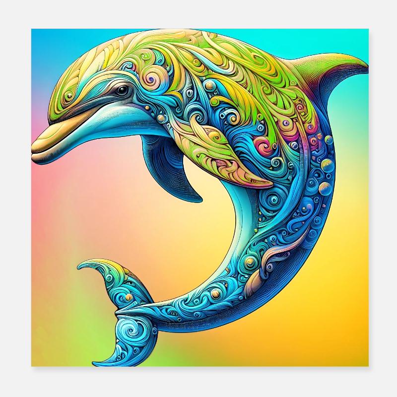 Delfin Poster 20x20 cm