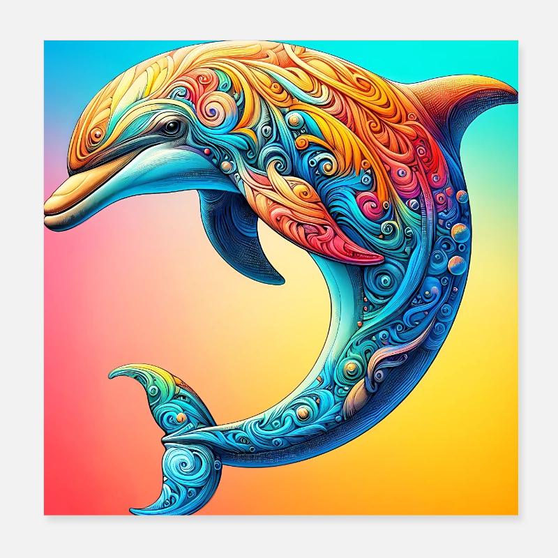Delfin Poster 20x20 cm