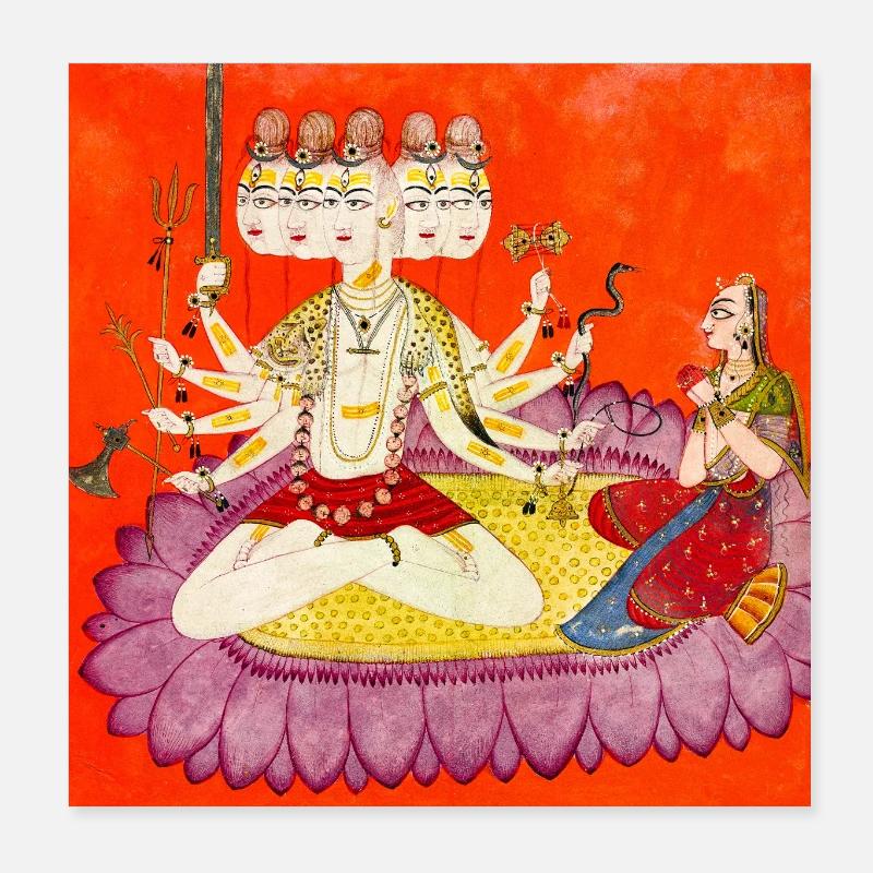 Durga sur la fleur de lotus Poster 20 x 20 cm
