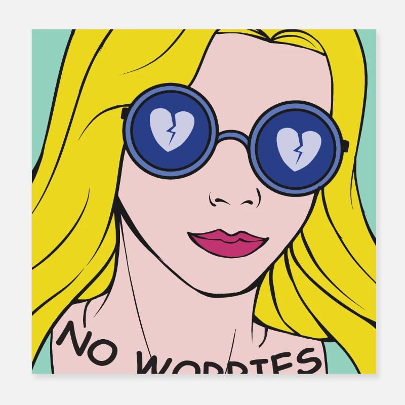 Don't Worry Pop Art Portrait Poster 8" x 8" (20x20 cm)