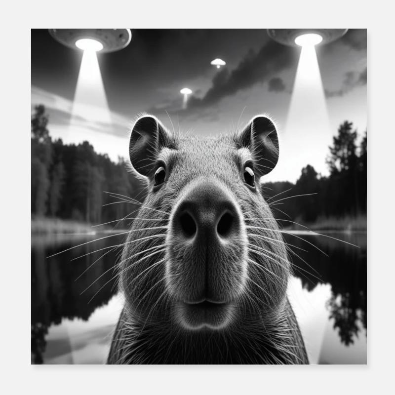 Visuals extraterrestres et bison mystérieux Poster 20 x 20 cm