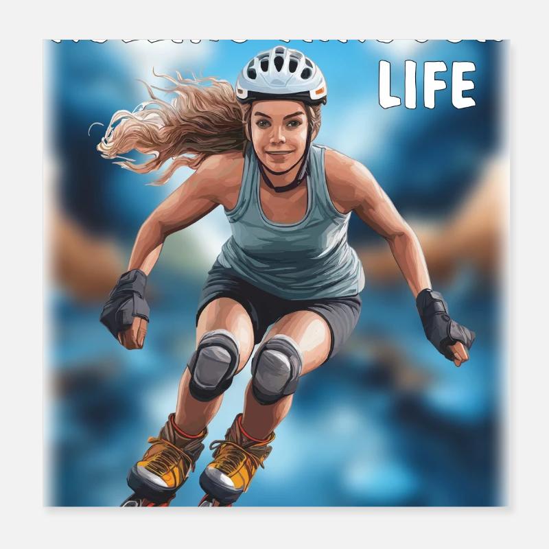 WOMEN'S ROLLER SKATES ROLLING THROUGH LIFE Poster 8" x 8" (20x20 cm)