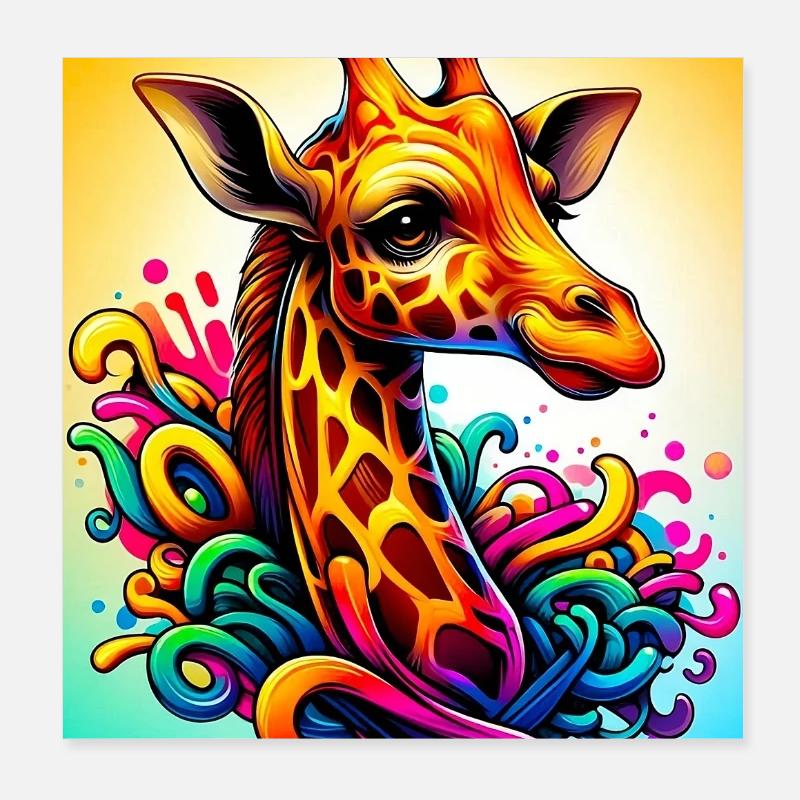 girafe Poster 20 x 20 cm