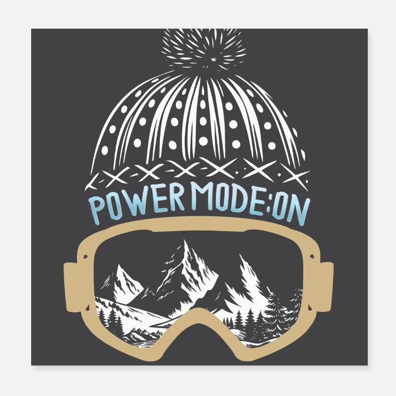 Powder Mode: ON – Ski & Snowboard Design Poster 20x20 cm