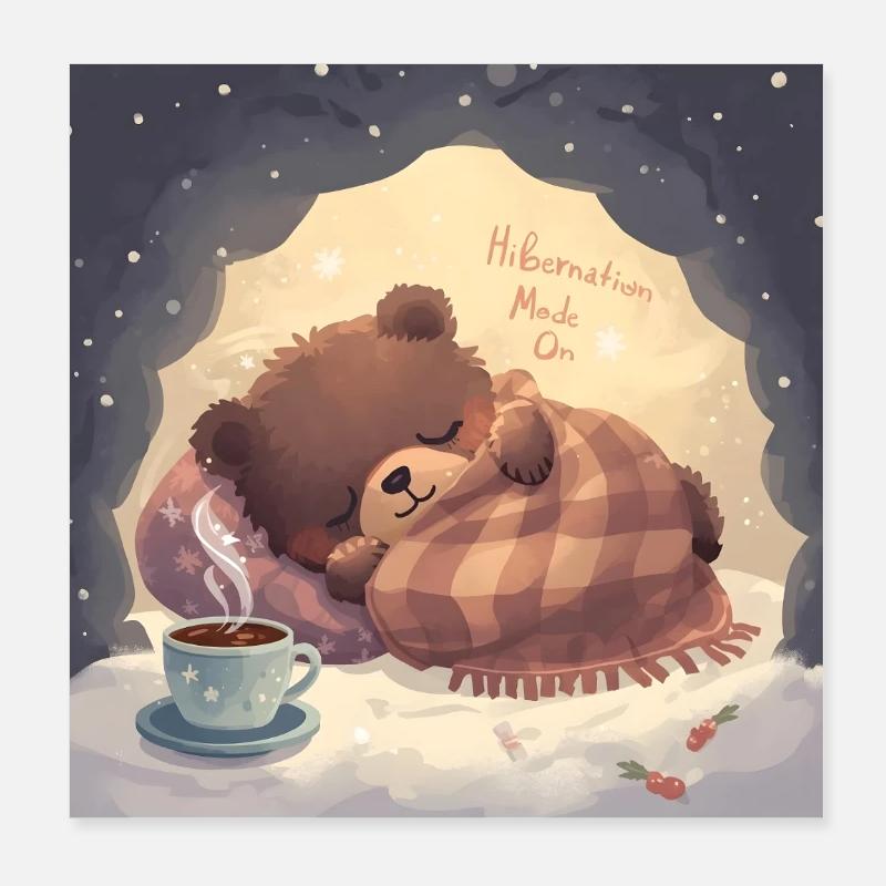 Mode d’hibernation sur Bear Cozy Night Poster 20 x 20 cm