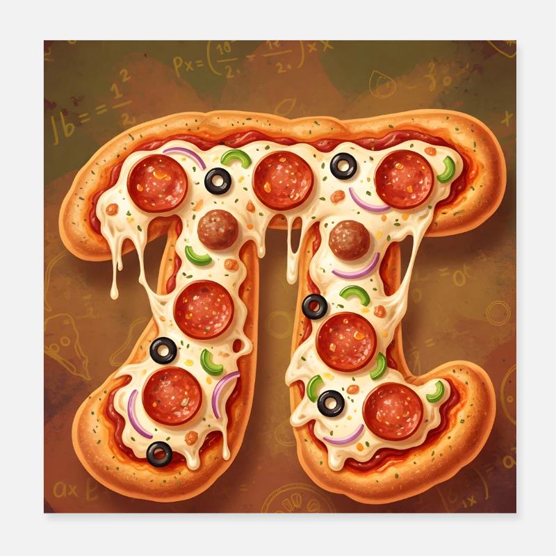 Pi Shape Pizza Poster 20x20 cm