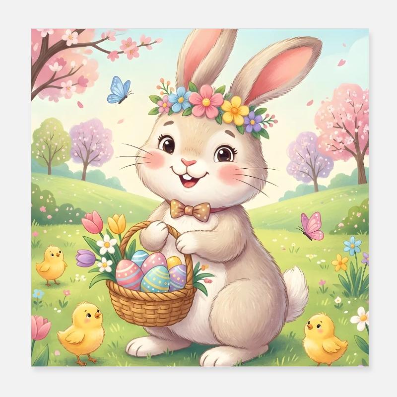 Easter Bunny Poster 8" x 8" (20x20 cm)