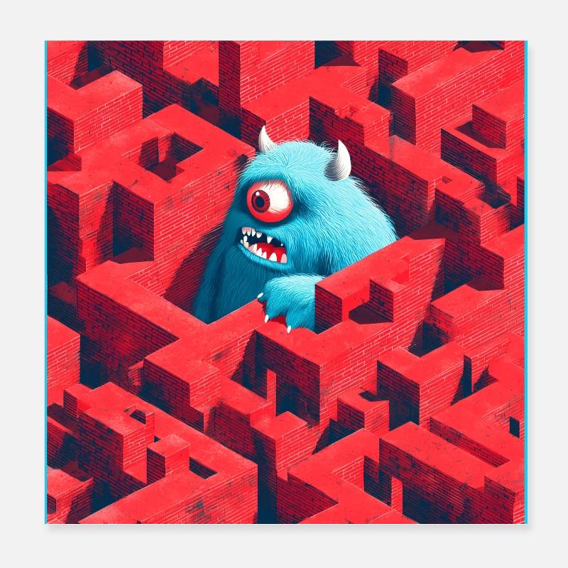 Monster Labyrinth Poster 20x20 cm