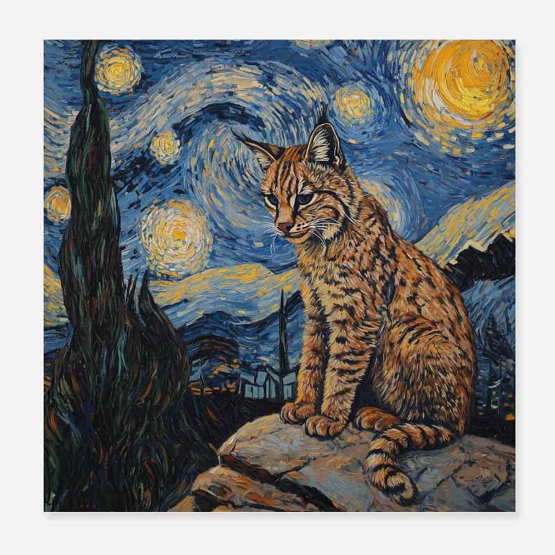 Luchs Van Gogh Style Starry  Poster 20x20 cm