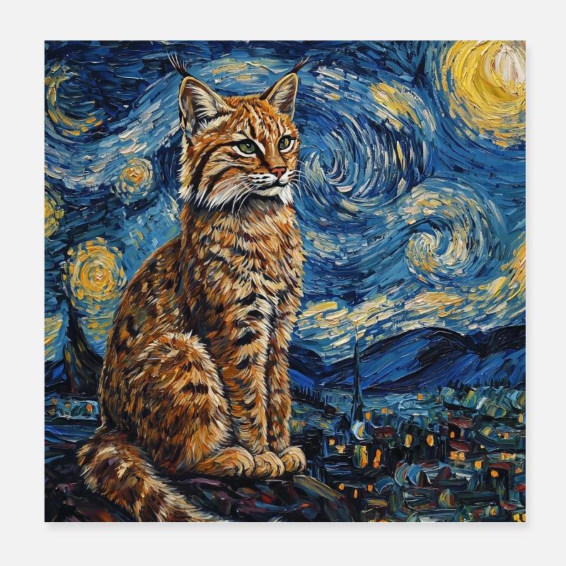 Luchs Van Gogh Style Starry  Poster 20x20 cm