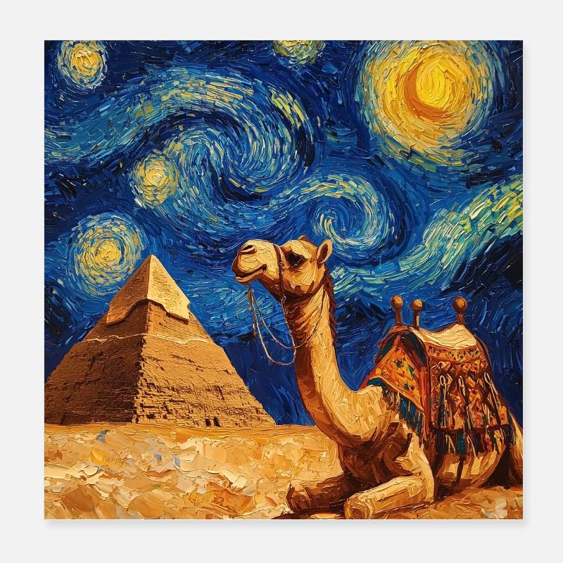 Camel style Van Gogh étoilé Poster 20 x 20 cm