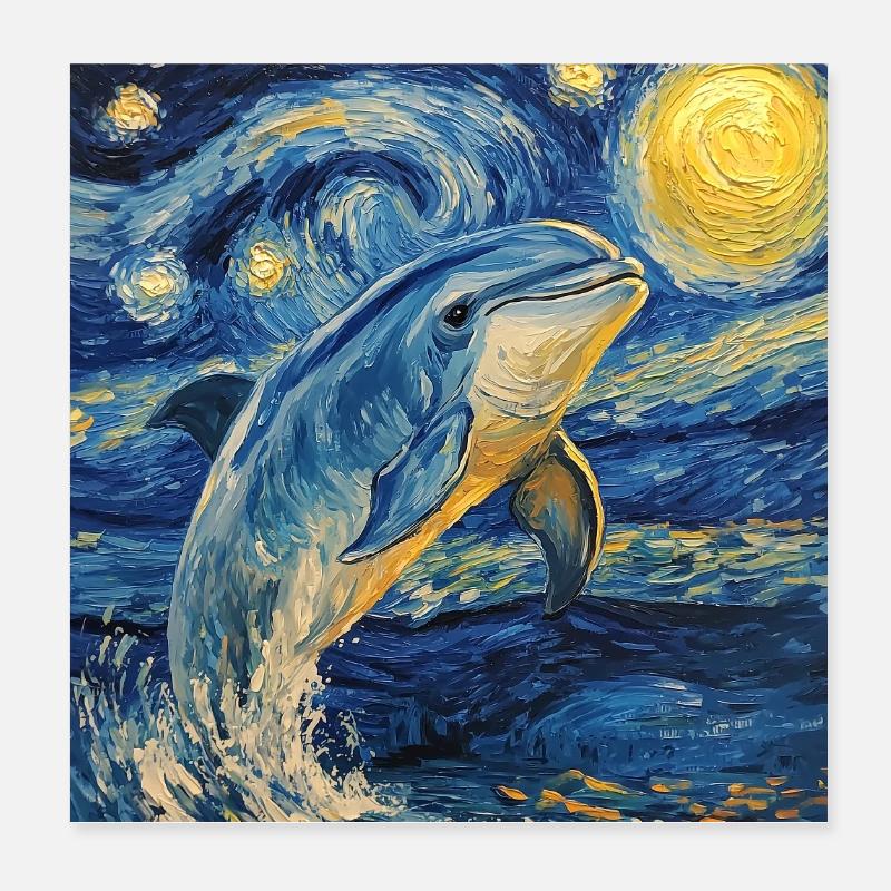 Delfin Style Van Gogh Étoilé Poster 20 x 20 cm