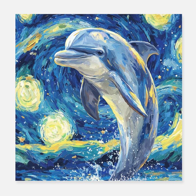 Delfin Style Van Gogh Étoilé Poster 20 x 20 cm