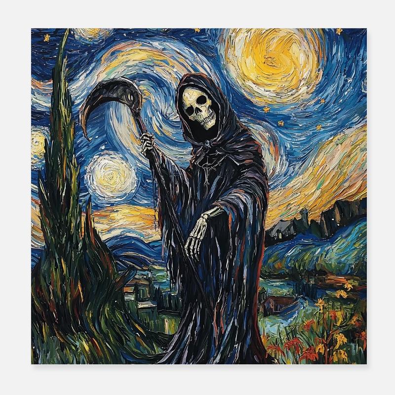 Sensenmann Van Gogh Style Starry Night Poster 20x20 cm