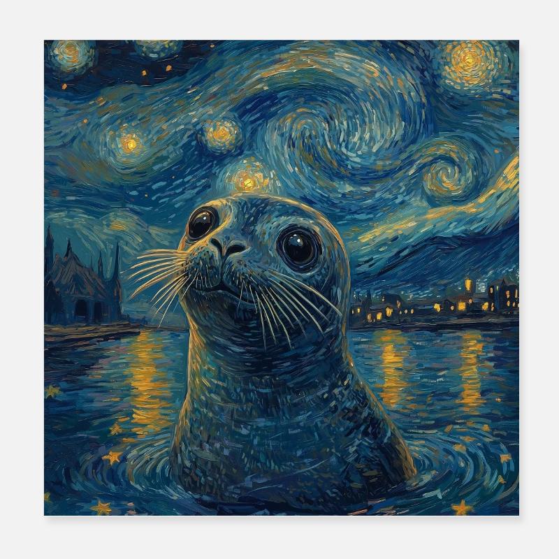 Robbe Van Gogh Style Nuit étoilée Poster 20 x 20 cm