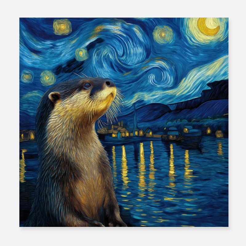 Loutre Van Gogh Poster 20 x 20 cm