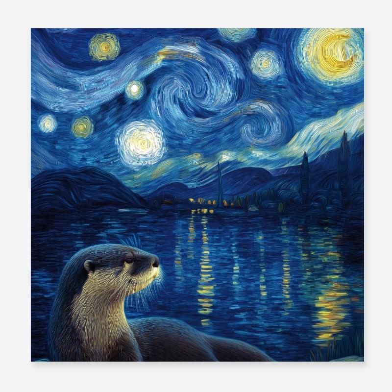 Otter Van Gogh Poster 20x20 cm