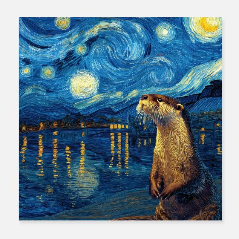 Otter Van Gogh Poster 20x20 cm