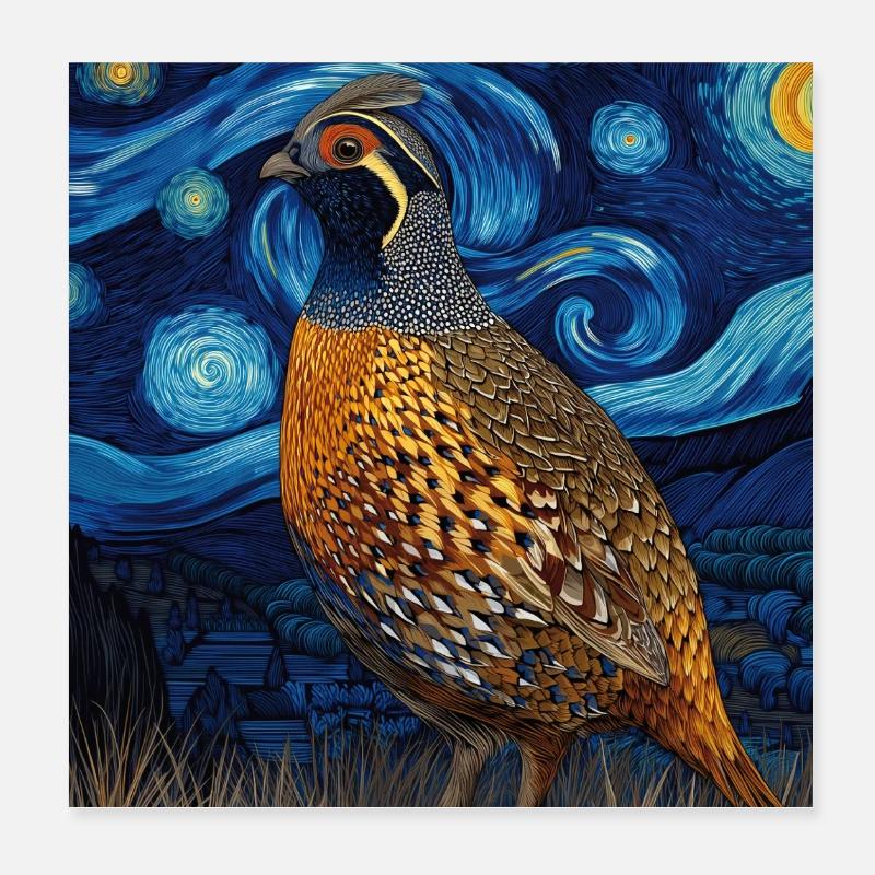 Caille Van Gogh Poster 20 x 20 cm