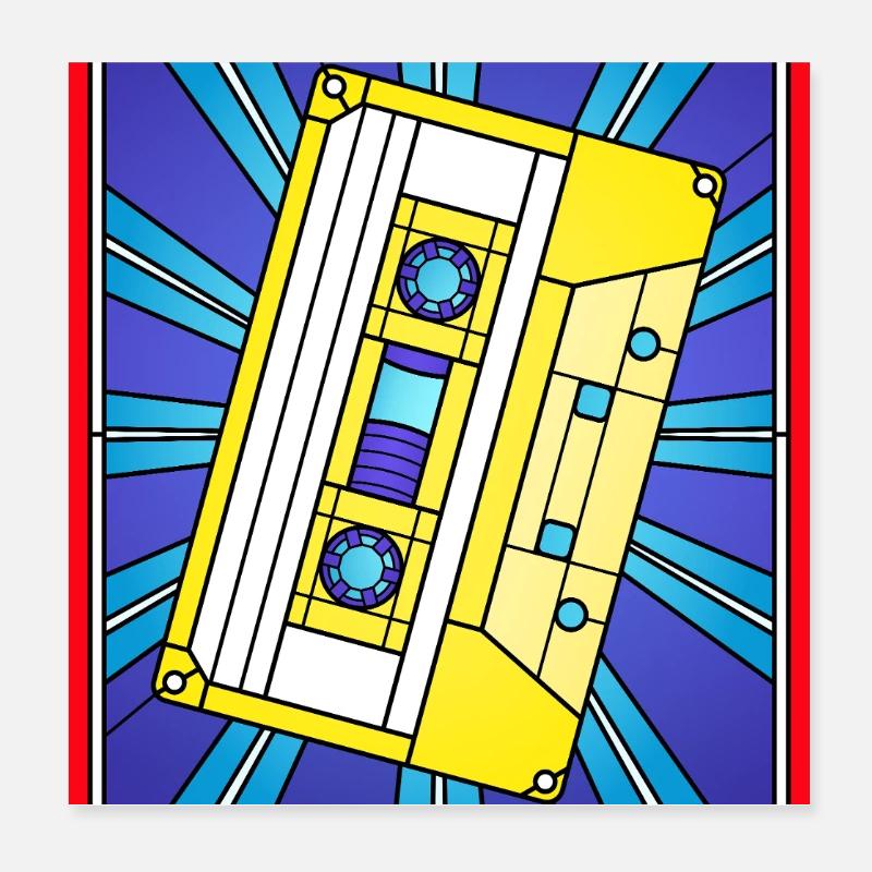 Illustration de cassette en vitrail Poster 20 x 20 cm
