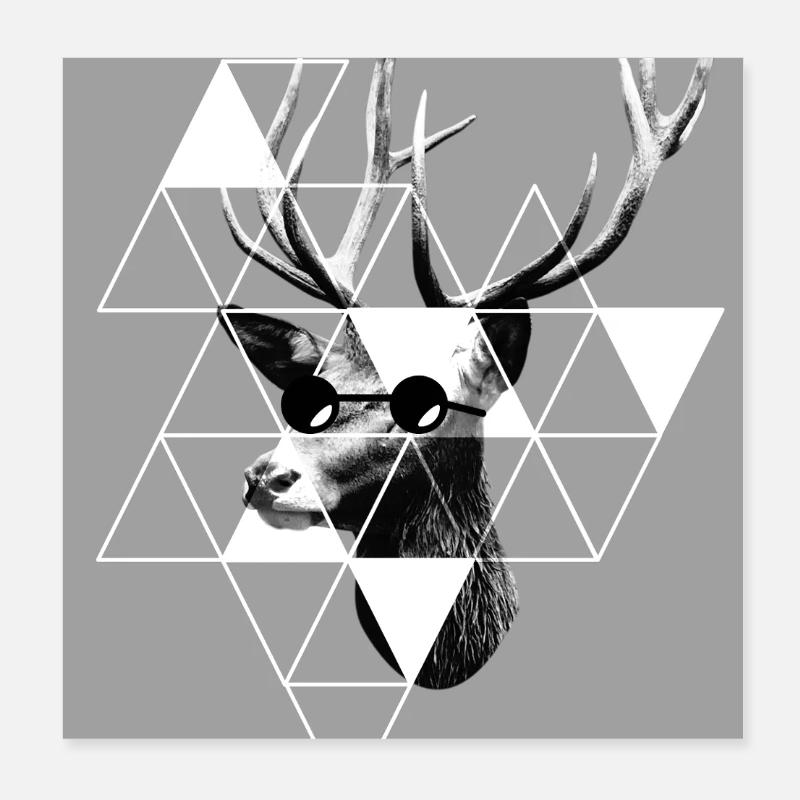 Hirschkopf - Hirsch - Hipster Poster 20x20 cm