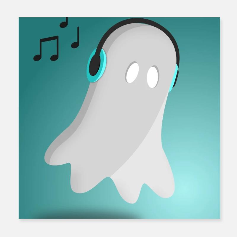 Ghost avec casque Poster 20 x 20 cm
