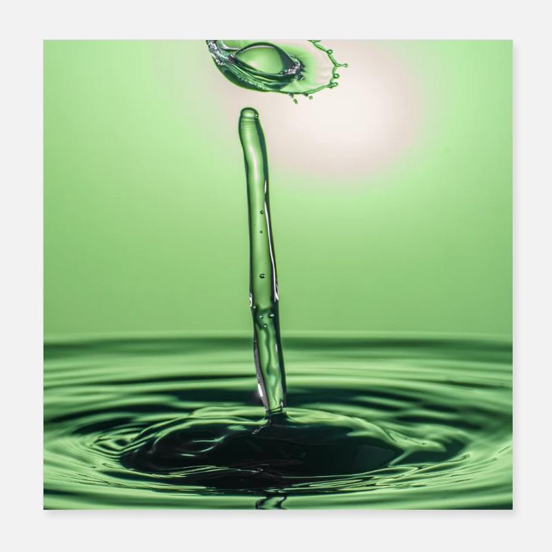 Abstrait liquide vert Poster 20 x 20 cm