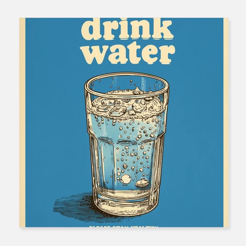 Trink Wasser – Freundliche Erinnerung Poster 20x20 cm