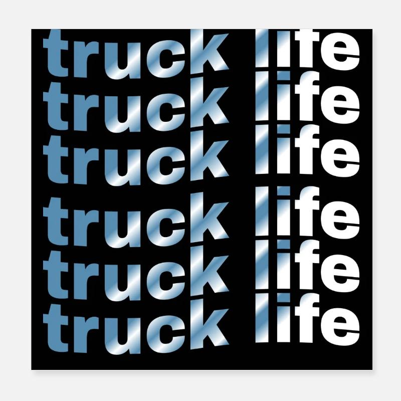 Truck Life Grid Gradient - Poster 8" x 8" (20x20 cm) - white