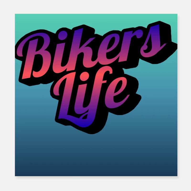 Biker Lebensgradient - Poster 20x20 cm - Weiß