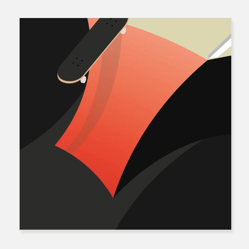 Abstrait Skateboard Rouge Poster 20 x 20 cm