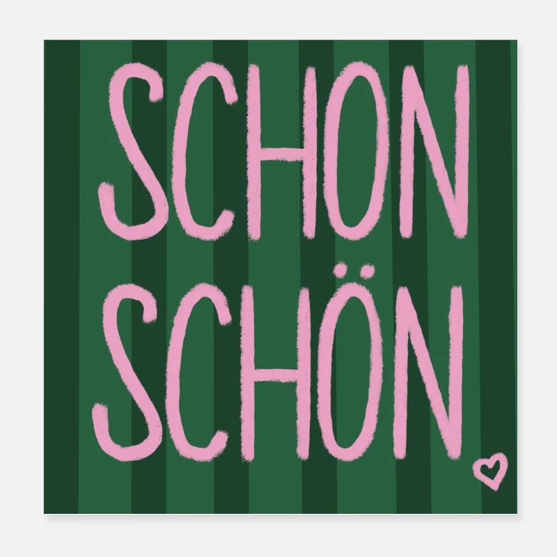 Nice - lettrage rose-vert Poster 20 x 20 cm