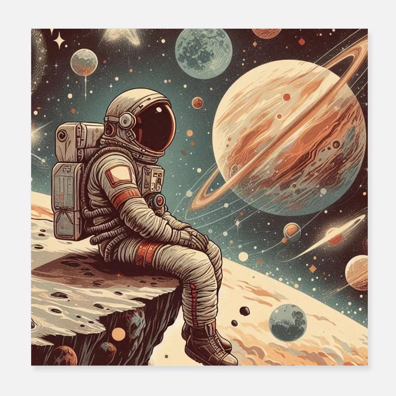 Un astronaute explorant l’infini, Poster 20 x 20 cm