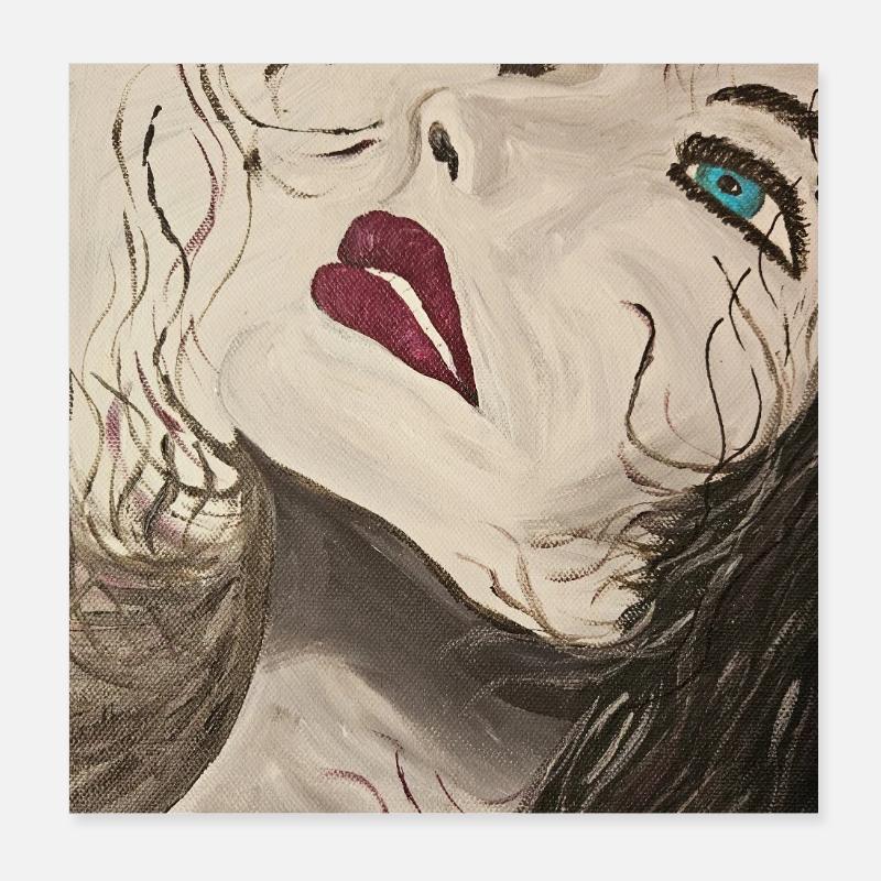 Expressionistisches Porträt mit Blauem Blick Poster 20x20 cm