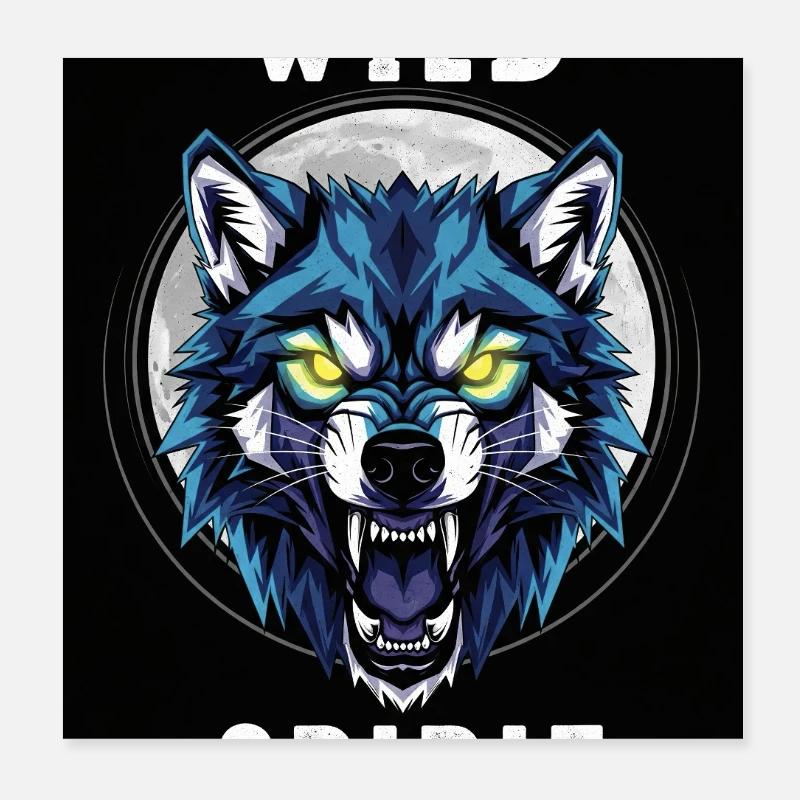 Wild Wolf Ghost Dinosaur Design Poster 8" x 8" (20x20 cm)