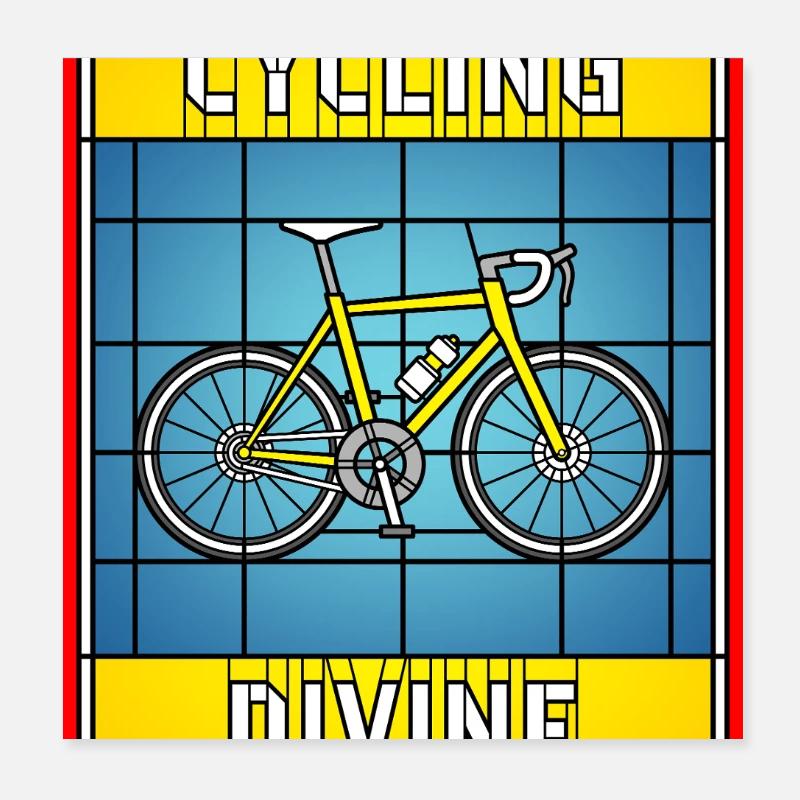 Cycling Divine Stained Glass Poster 8" x 8" (20x20 cm)
