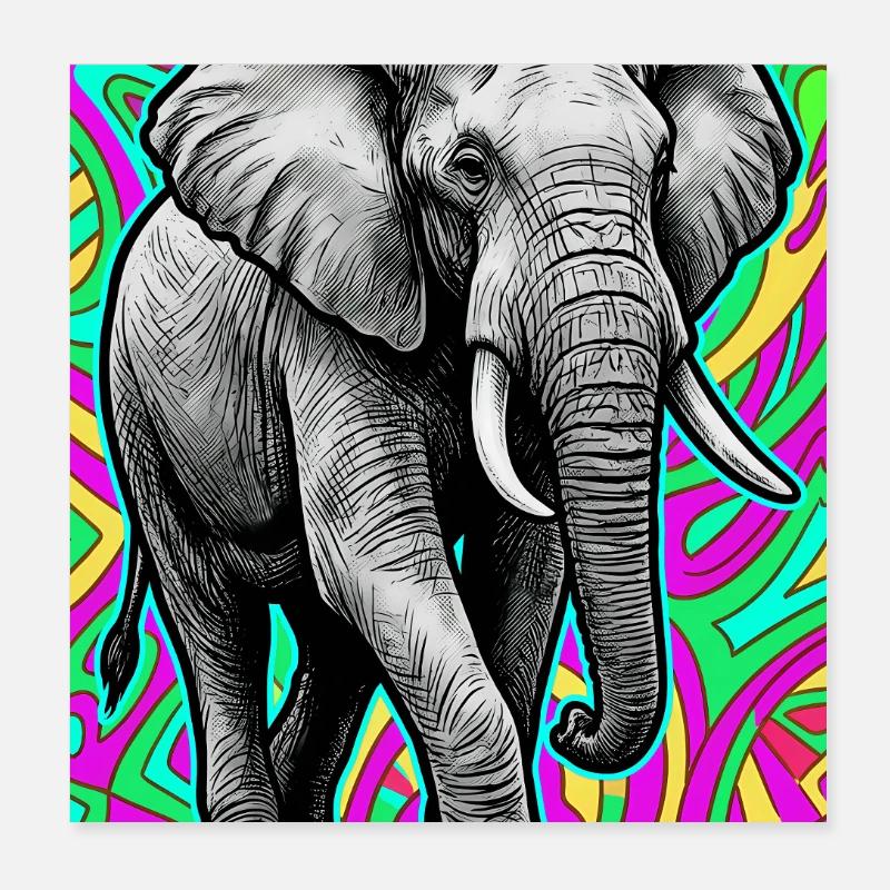éléphant Poster 20 x 20 cm