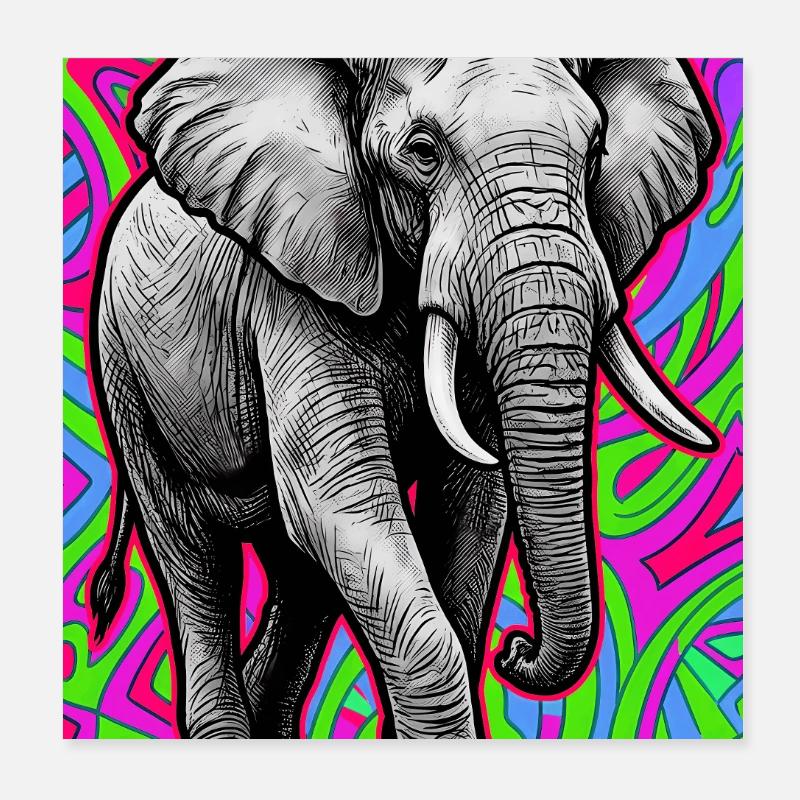 éléphant Poster 20 x 20 cm