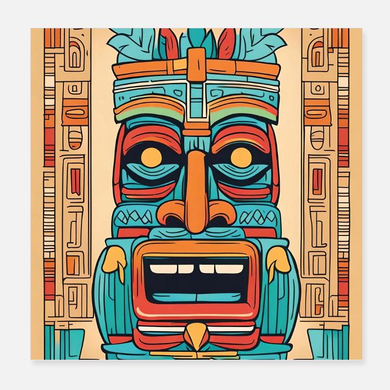Masque Tiki coloré Poster 20 x 20 cm