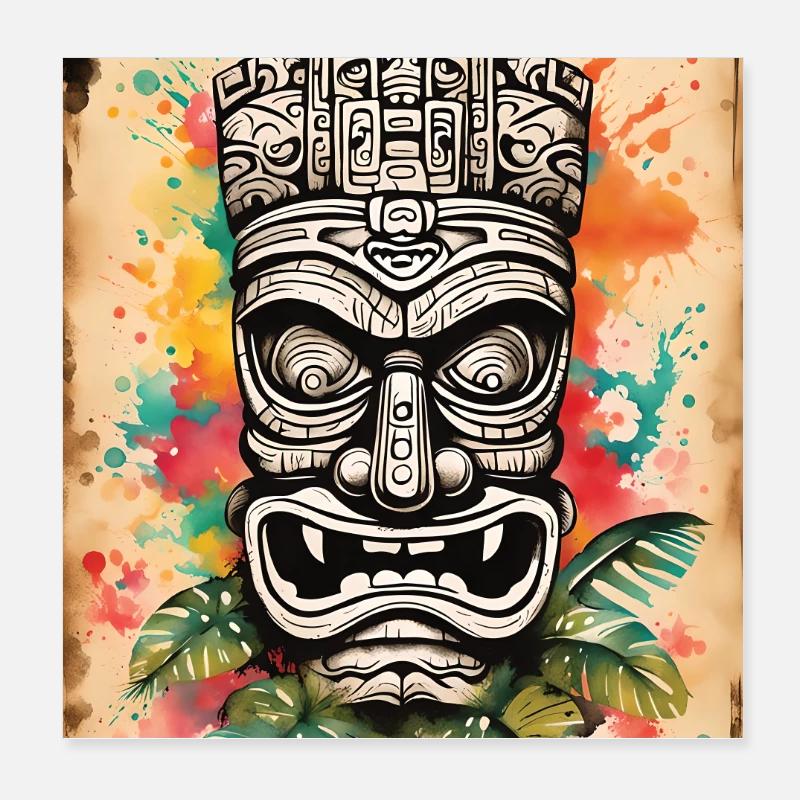 Masque Tiki splash art Poster 20 x 20 cm