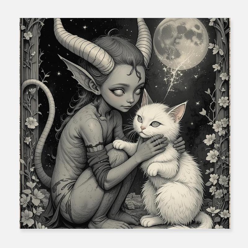 Moonlit Demon Poster 8" x 8" (20x20 cm)