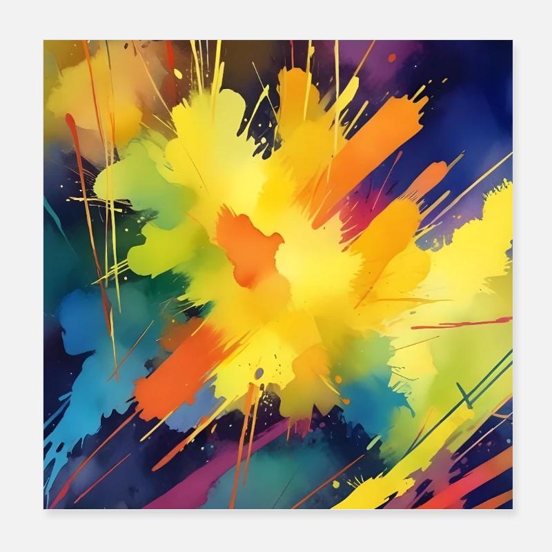 Farbexplosion Abstrakt Poster 20x20 cm