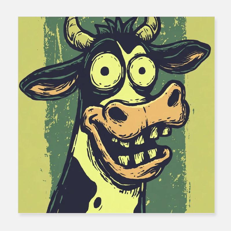 Caricatures grotesques de la vache Poster 20 x 20 cm