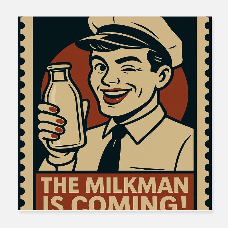 Le laitier arrive ! Poster 20 x 20 cm