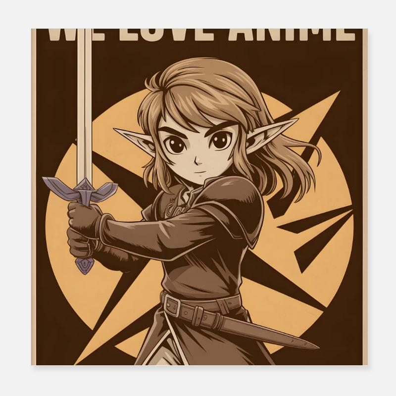 Animeheldin mit Schwert Poster 20x20 cm