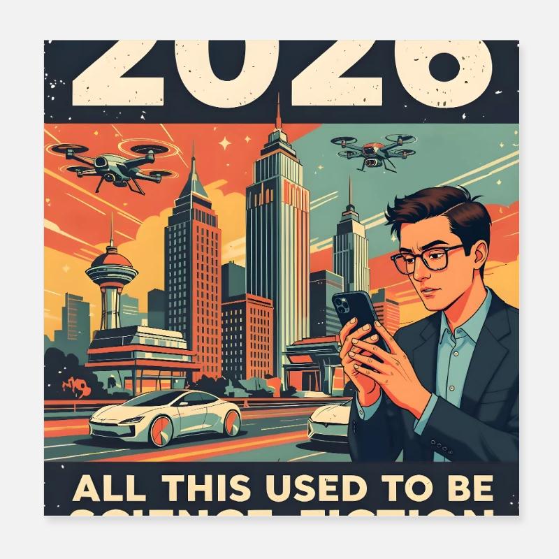 L’année 2026 — ça ressemble à de la science-fiction, n’est-ce pas ? Poster 20 x 20 cm