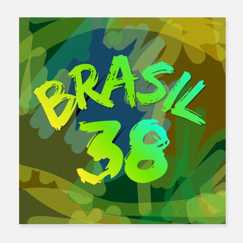 Brasil 38 Neon Pinsel Poster 20x20 cm